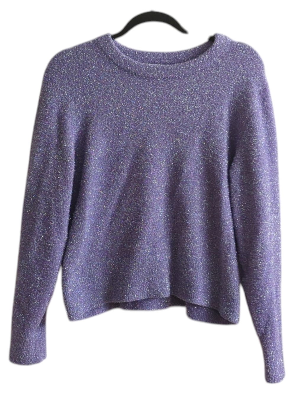 Old Navy Light Purple And Silver Fuzzy Pullover Sweater Long Sleeve Size L